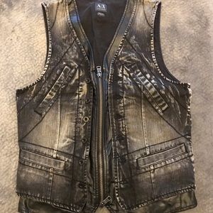 Armani Exchange dark denim jean vest